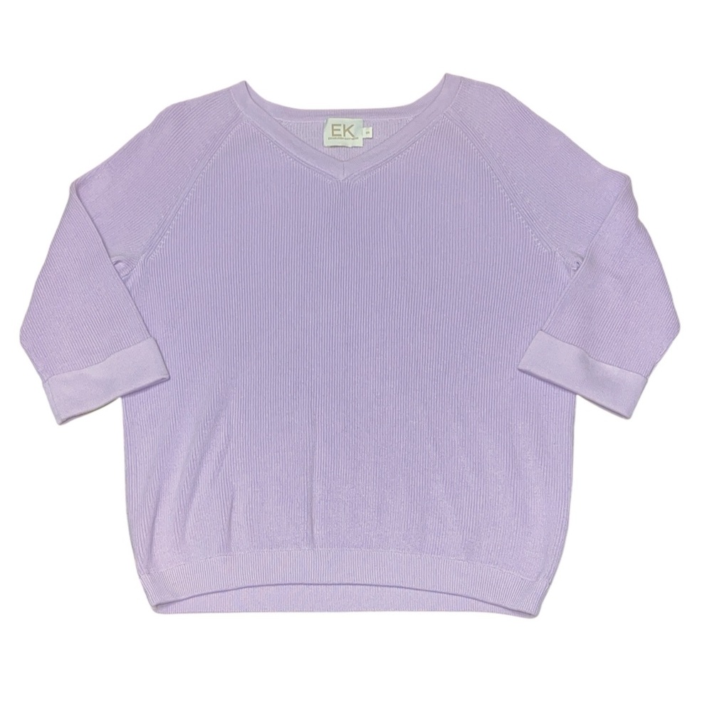 Edinburgh Knitwear Women’s Donni Taro V-Neck Ribbed Knit Sweater Size S